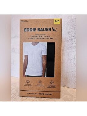 Eddie Bauer Size Small Black 4 Pack of Cotton Crew T-Shirts